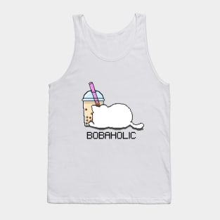 Bobaholic Pixel Cat Loves Boba Tea! Tank Top